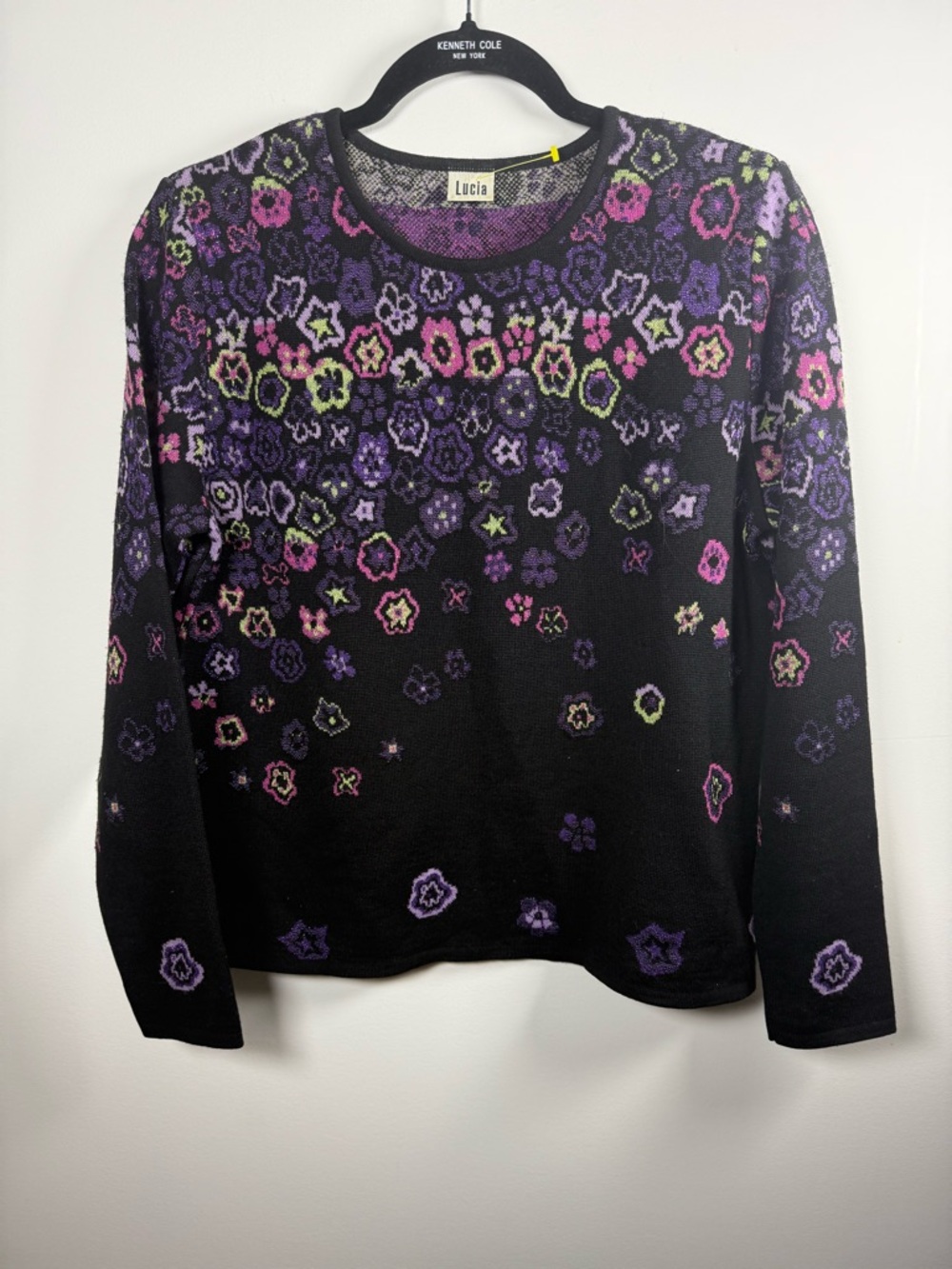 LUCIA | Vintage 90s Floral Metallic Wool Blend Sweater